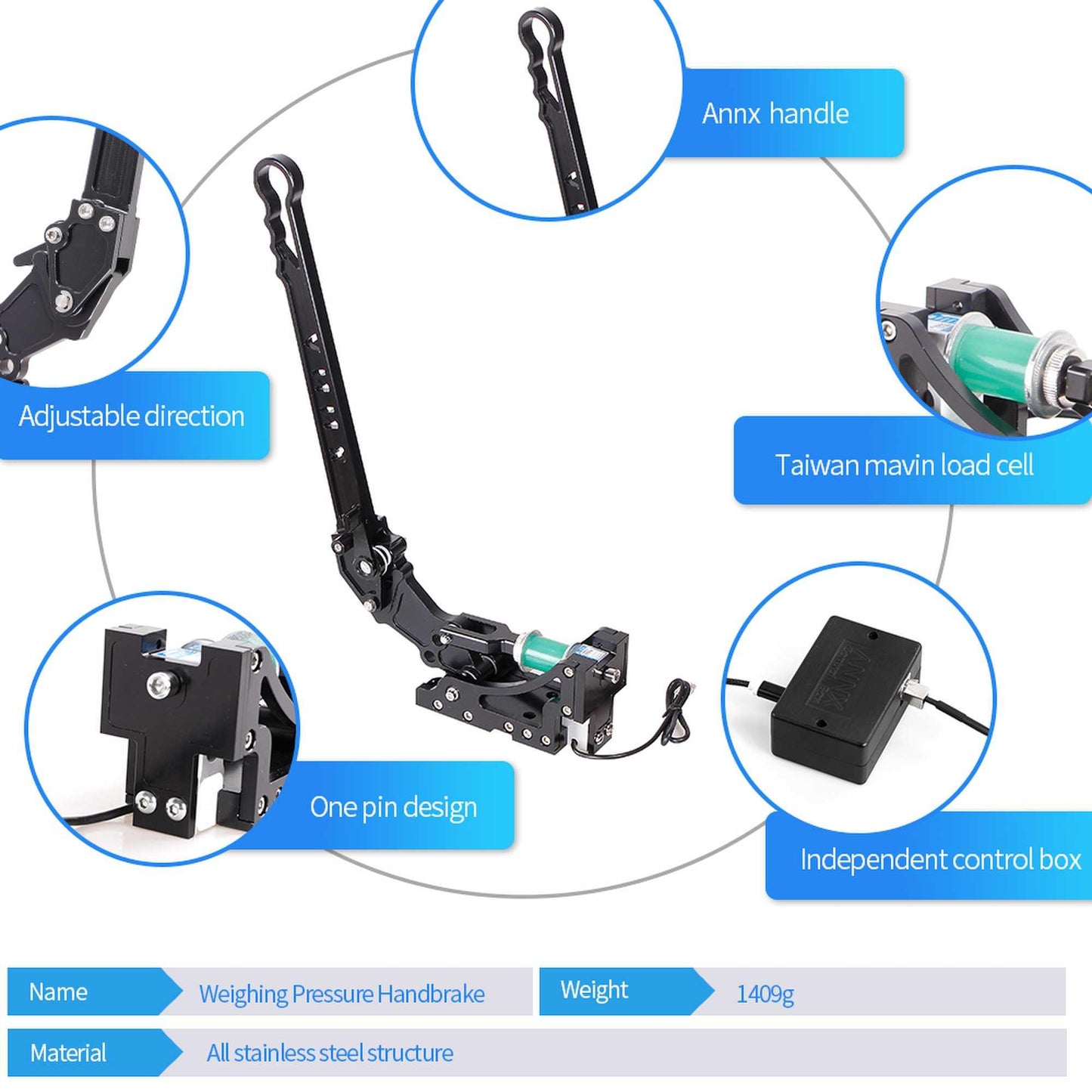 RASTP 64 Bit Weighing Pressure Handbrake SIM USB Handbrake for G25 G27 G29 G295 T300 T500 PC - RASTP