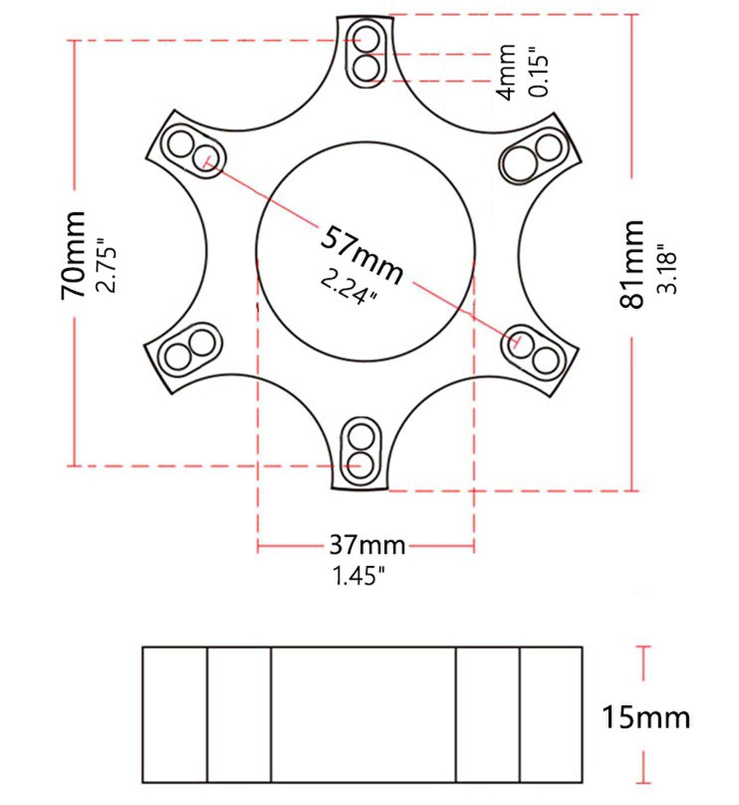 RASTP 70MM Steering Wheel Adapter Plate for Thrustmaster T300RS