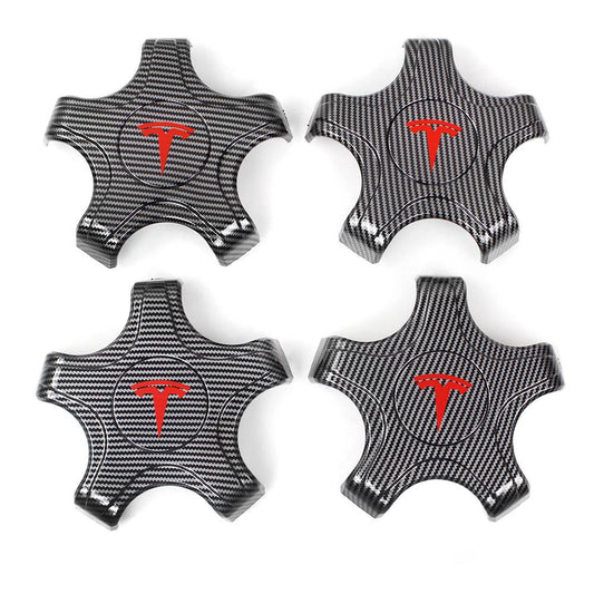 RASTP 4Pcs Carbon Fiber Tesla Model 3 Wheel Center Hub Caps - RASTP