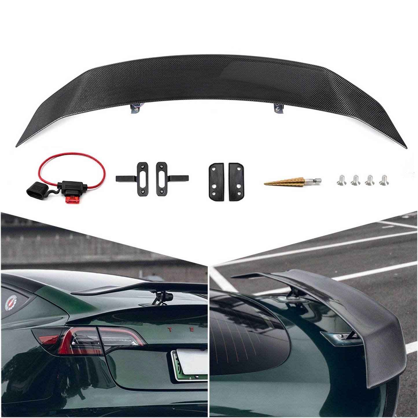 RASTP Carbon Fiber Electric Lift Rear Spoiler Rear Trunk Spoiler for Tesla - RASTP