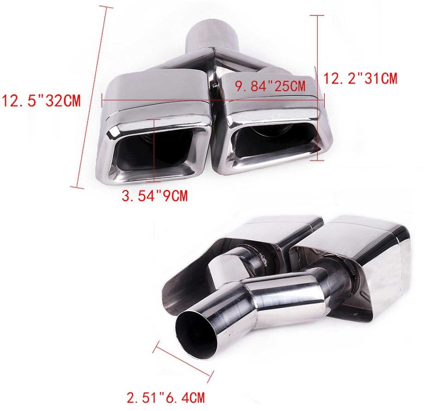 RASTP Square Exhaust Tips Muffler Exhaust Pipe Tail for Benz 10-13 GL X164 - RASTP