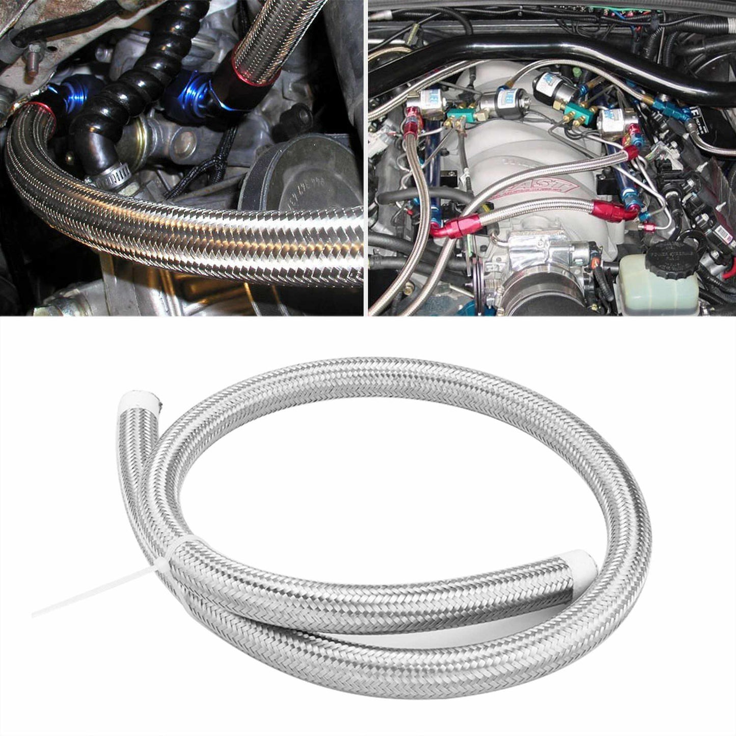 RASTP 3M AN4 - AN10 Oil Line Hose Stainless Steel Braided PTFE Brake Fuel Hose Pipe Oil Cooler Tubing - RASTP