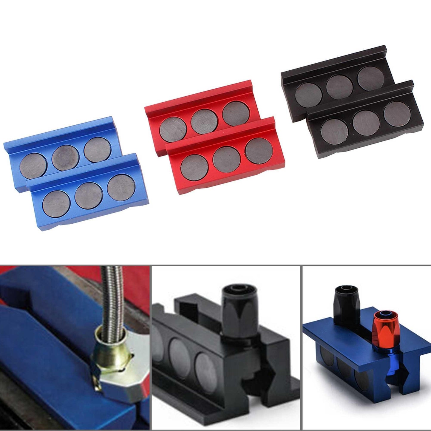 RASTP 1 Pair Aluminum Line Separator Vise Jaw Protective Inserts Magnetized for AN Fittings with Magnetic - RASTP