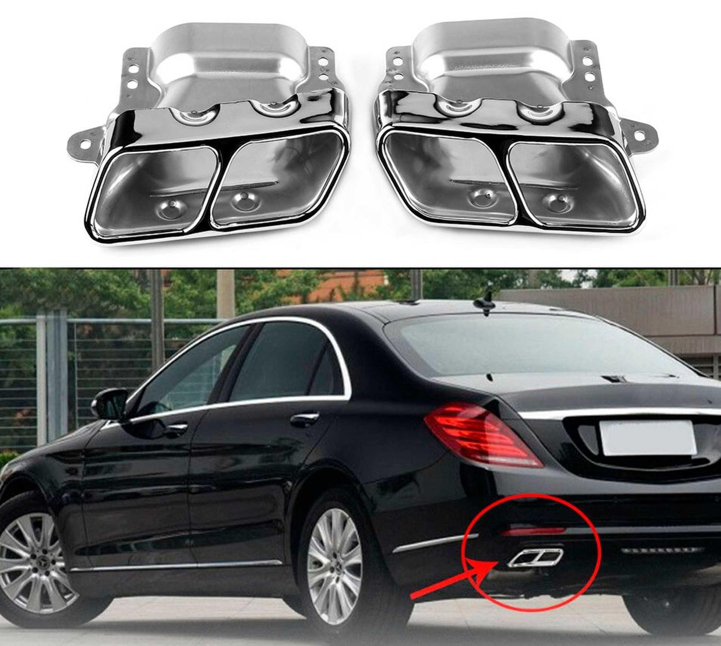 RASTP Stainless Steel Exhaust Tips Muffler Exhaust Tail Pipe for Mercedes Benz A45 W176 - RASTP