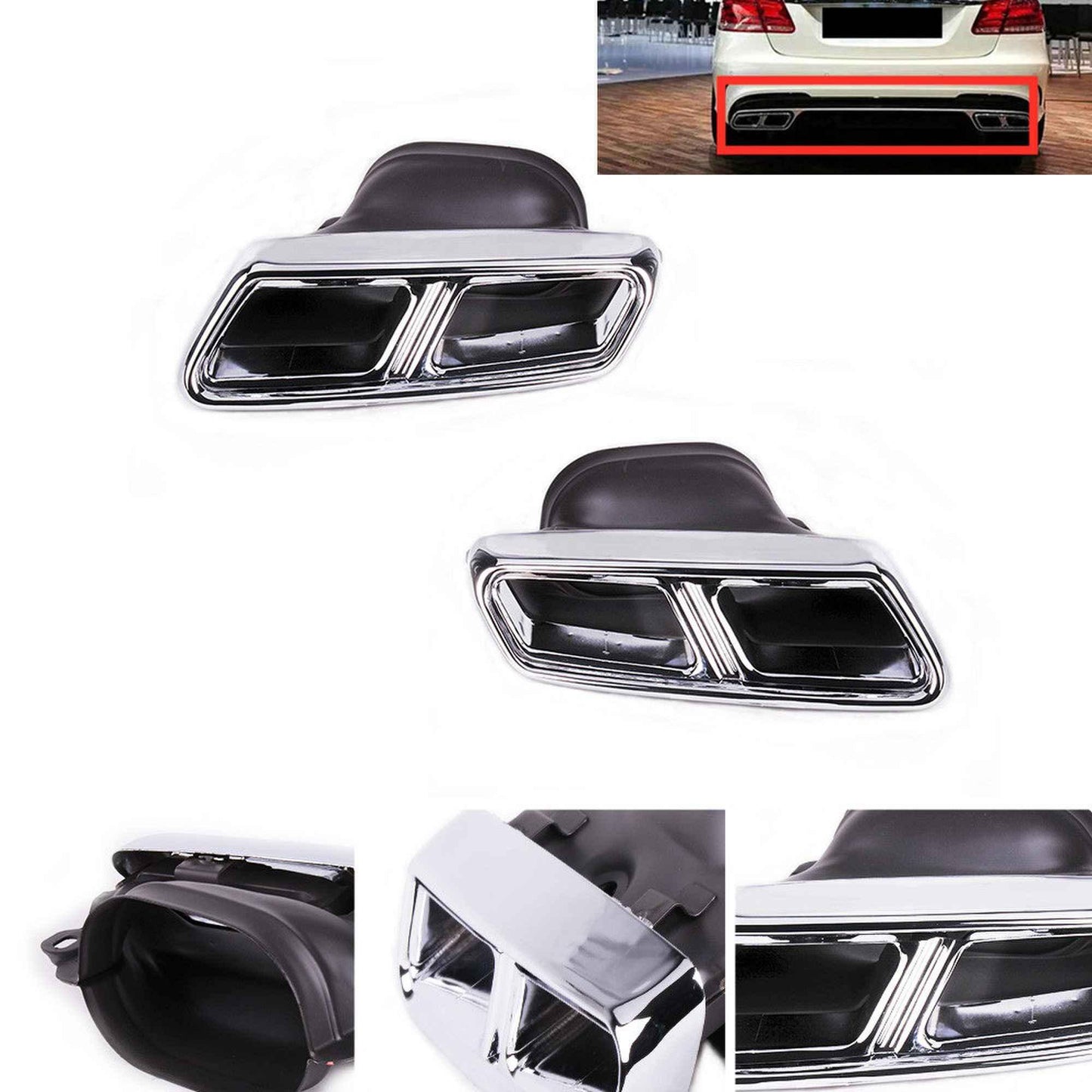 RASTP Stainless Rear Exhaust Pipe Tail Muffler Tips for Mercedes Benz 14-16 S65 S63 E63 Class W212/W22 - RASTP
