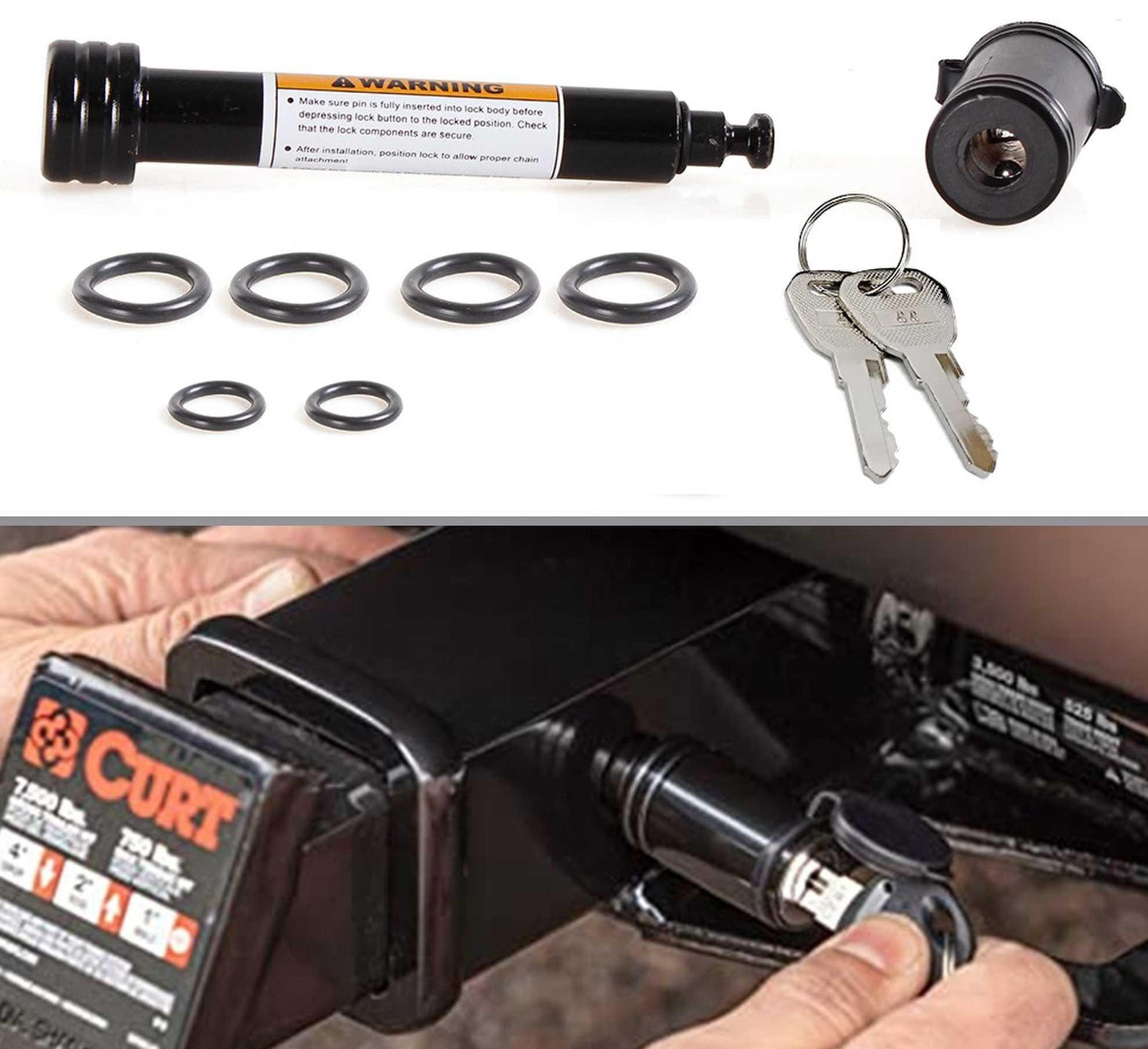 RASTP Universal 5/8 inch Car Trailer Hitch Lock Set for 2 inch Hitch Receiver - RASTP
