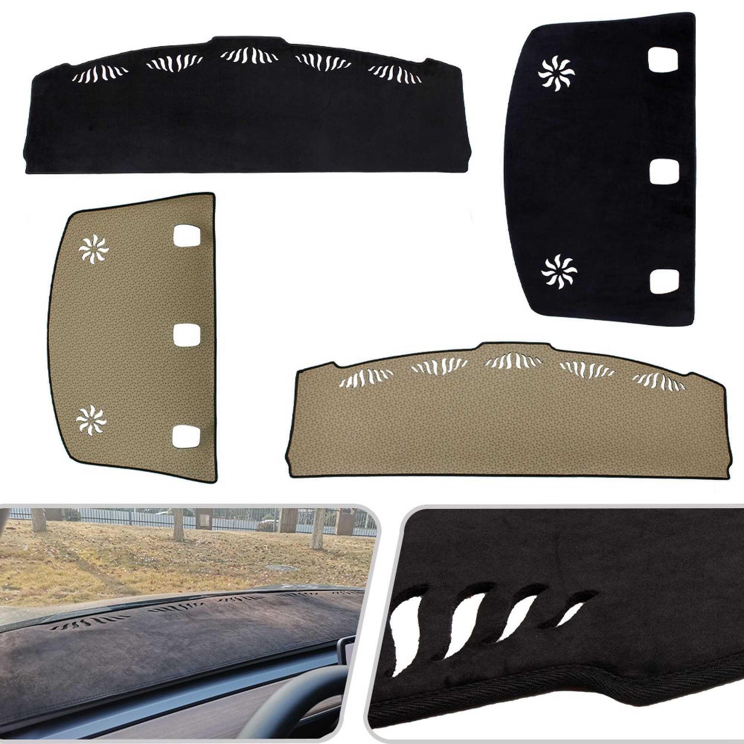 RASTP Flannel Car Dashboard Cushion Cover Sun Visor Rear Window Cover Sun Visor Mat for Tesla Model 3 - RASTP