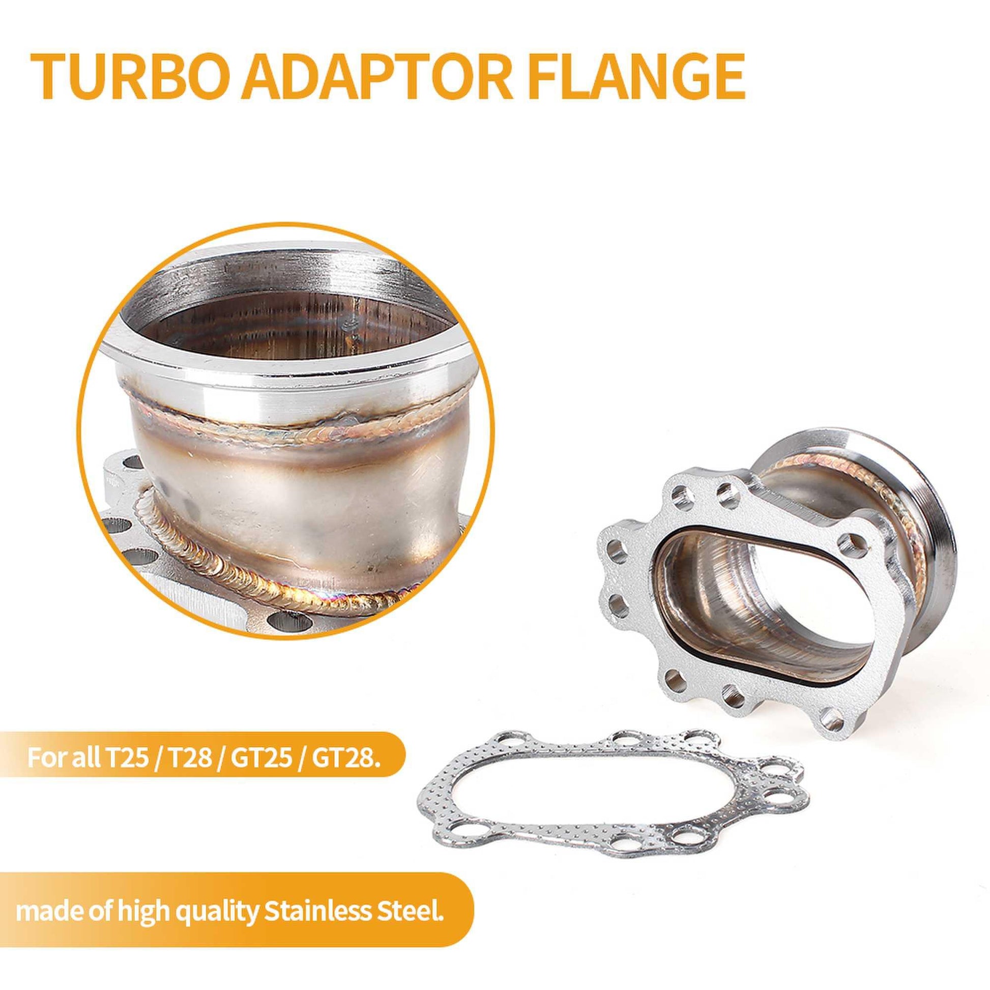 RASTP Turbo Adaptor Flange for T25 T28 Gt25 Gt28 8 Bolt 3 inch 76mm V Band Turbo Outlet Downpipe Flange - RASTP
