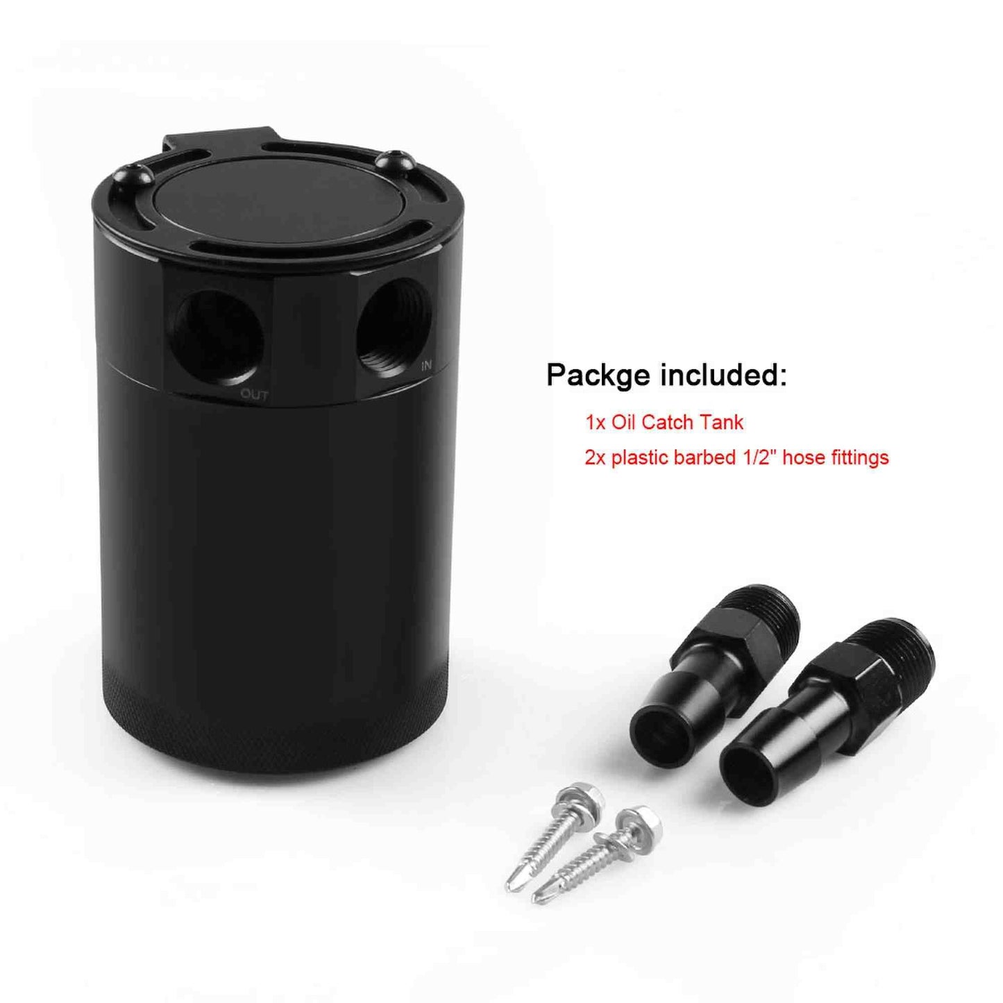 RASTP Universal 3/8" NPT Inlet Outlet 2-Port Compact Baffled Oil Catch Can/Tank Air-Oil Separtor - RASTP