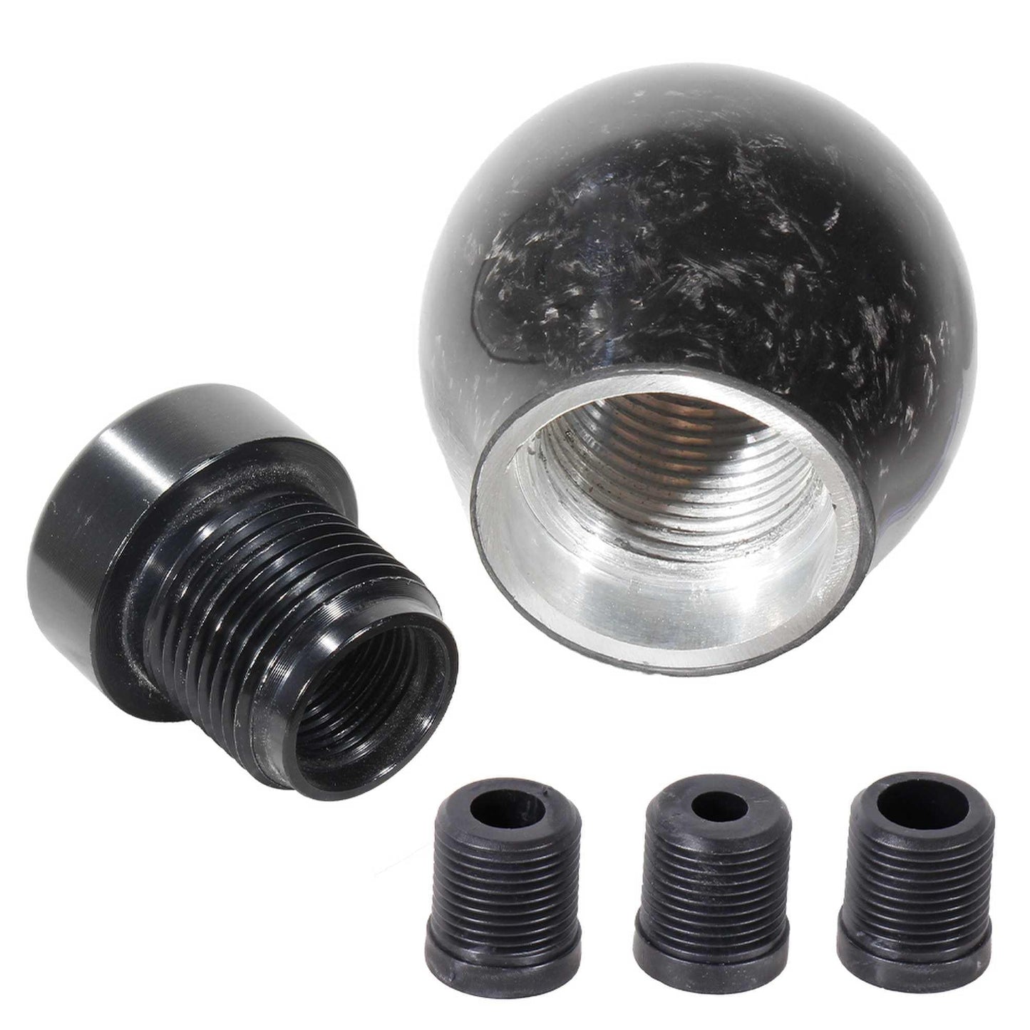 RASTP Universal Forged Carbon Fiber Ball Shift Knob Car Manual Shift Lever Handle with 3 Adapters - RASTP