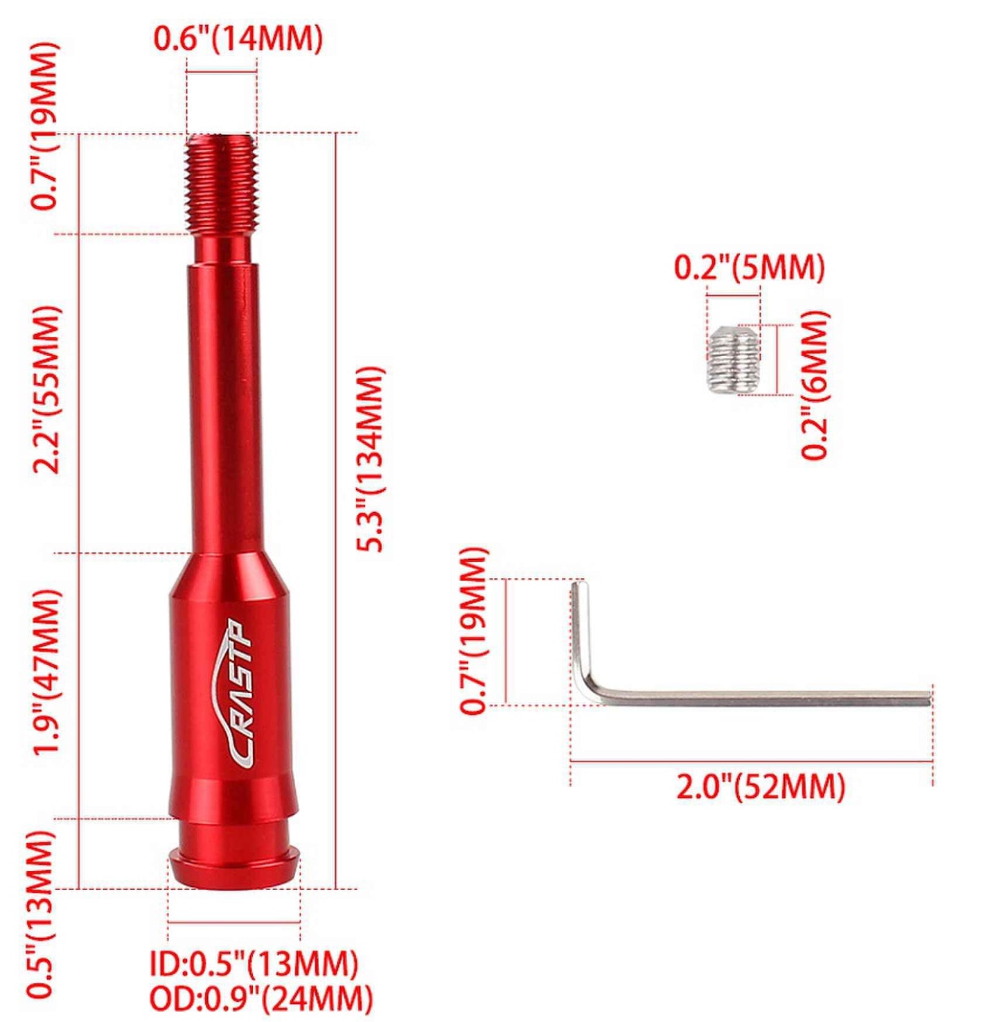 RASTP Universal Aluminum Alloy Car Shift Knob Extender M14X1.5 Adjustable Gear Lever - RASTP