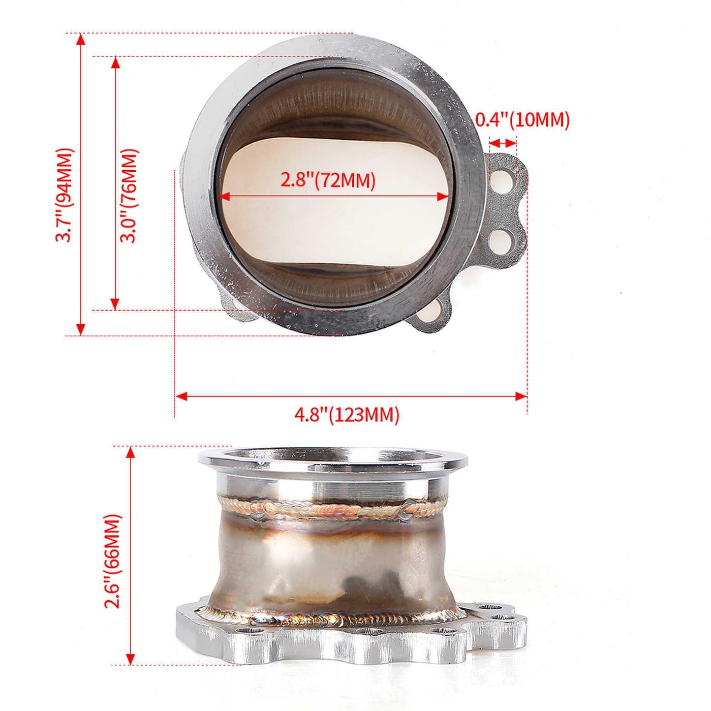 RASTP Turbo Adaptor Flange for T25 T28 Gt25 Gt28 8 Bolt 3 inch 76mm V Band Turbo Outlet Downpipe Flange - RASTP