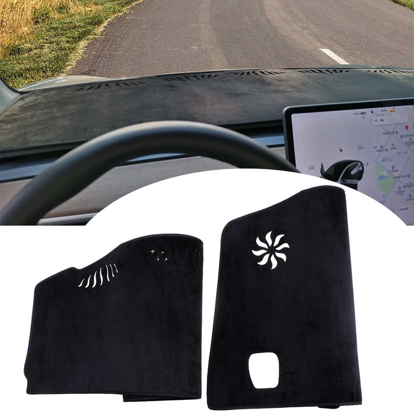 RASTP Flannel Car Dashboard Cushion Cover Sun Visor Rear Window Cover Sun Visor Mat for Tesla Model 3 - RASTP