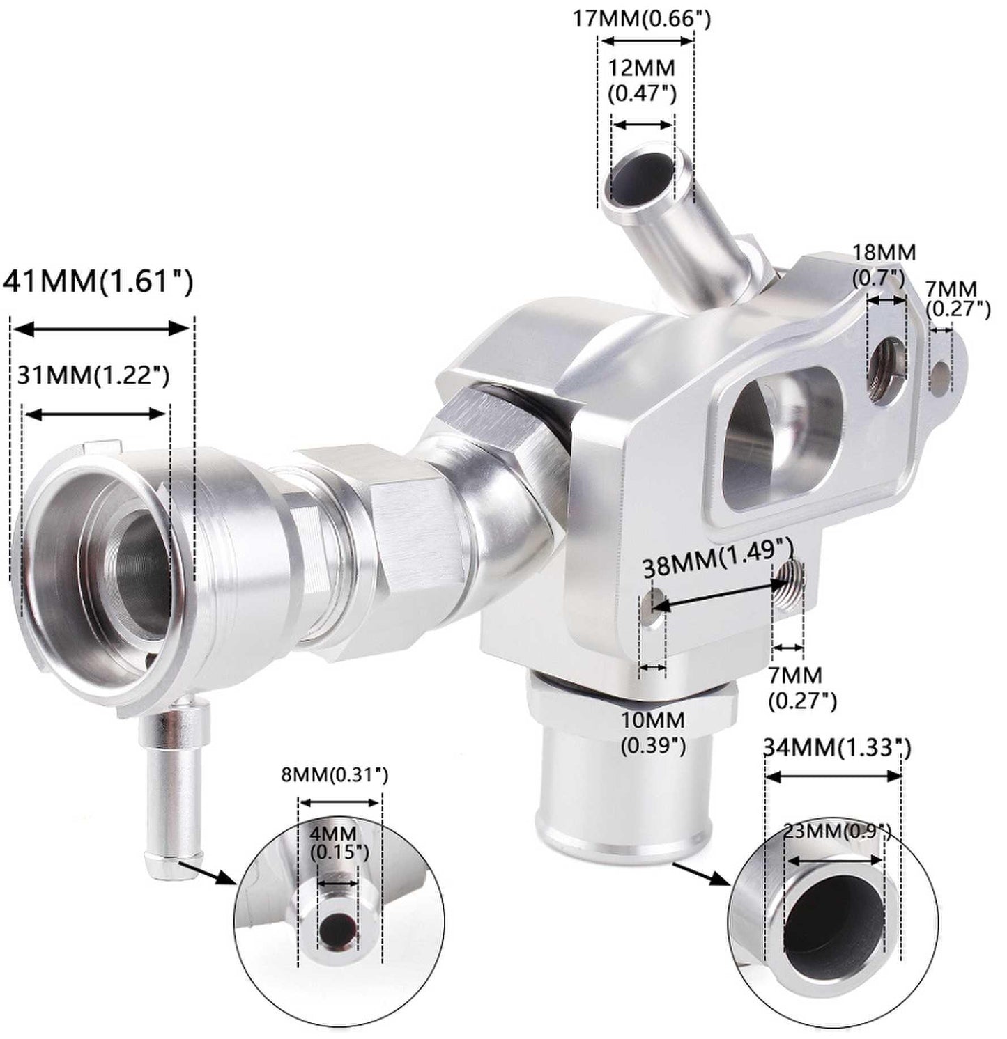 RASTP Upper Coolant Housing W/ Filler & 1.25" Hose Fitting for Honda K20A/2/3 K20Z1/K24A1 - RASTP