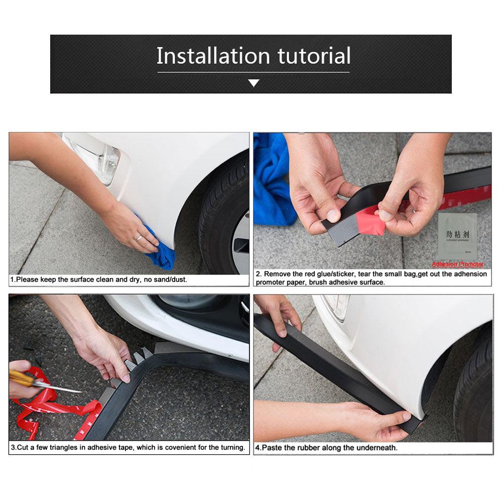 RASTP Universal 2.5m Car Bumper Lip Stickers Protector Front Bumper Lip Splitter Car Sticker Body Kits Rubber Strip - RASTP