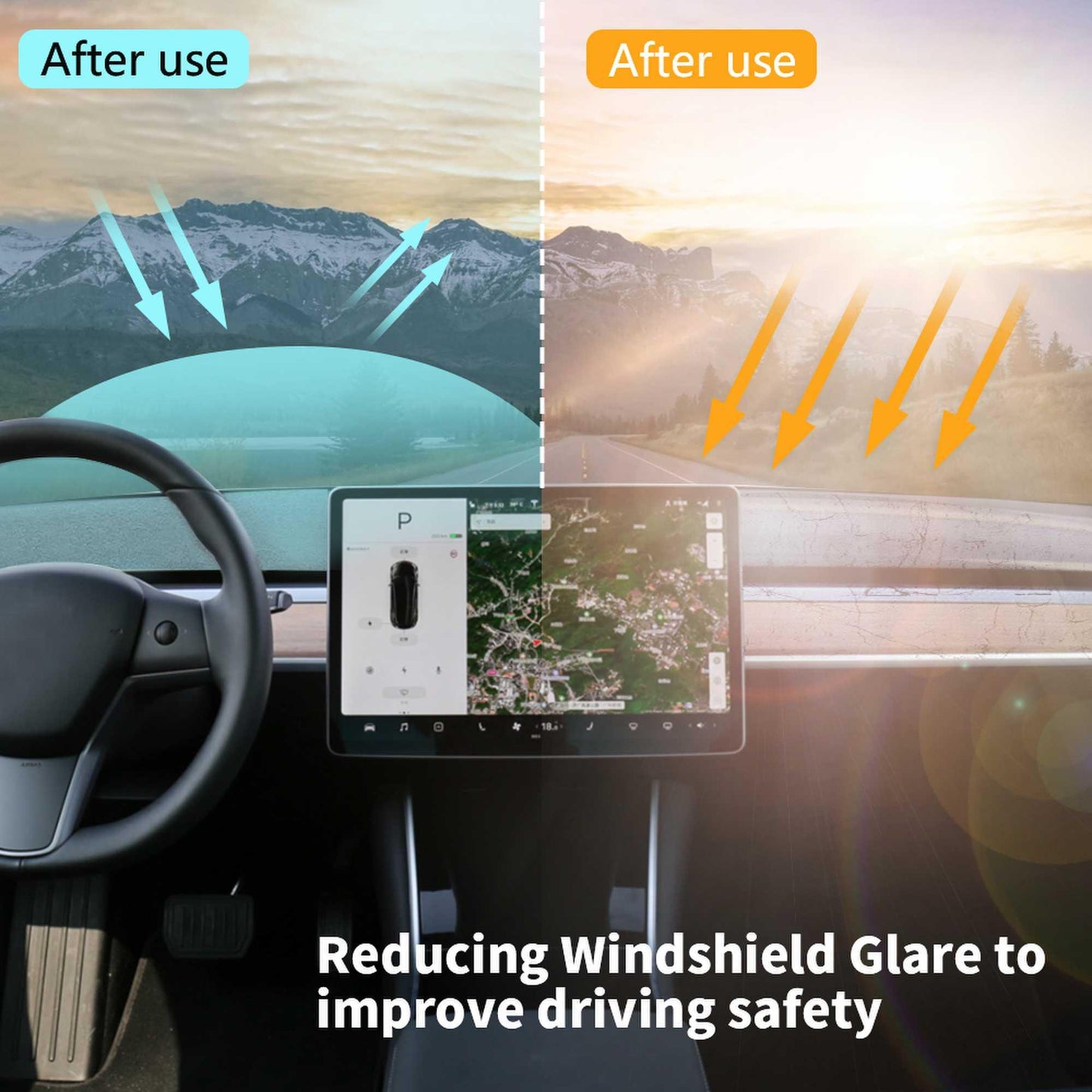 RASTP Flannel Car Dashboard Cushion Cover Sun Visor Rear Window Cover Sun Visor Mat for Tesla Model 3 - RASTP