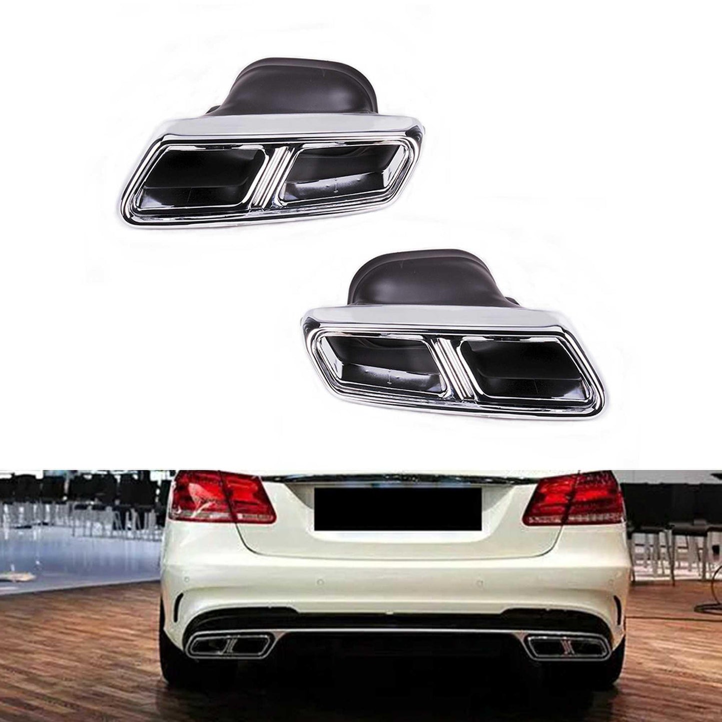 RASTP Stainless Rear Exhaust Pipe Tail Muffler Tips for Mercedes Benz 14-16 S65 S63 E63 Class W212/W22 - RASTP