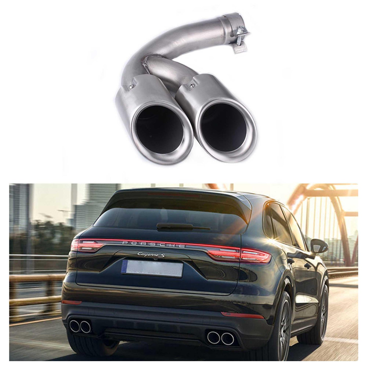 RASTP 1 Pair Dual Exhaust Tips Muffler Exhaust Tail Pipe for Porsche Cayenne 2018 - RASTP