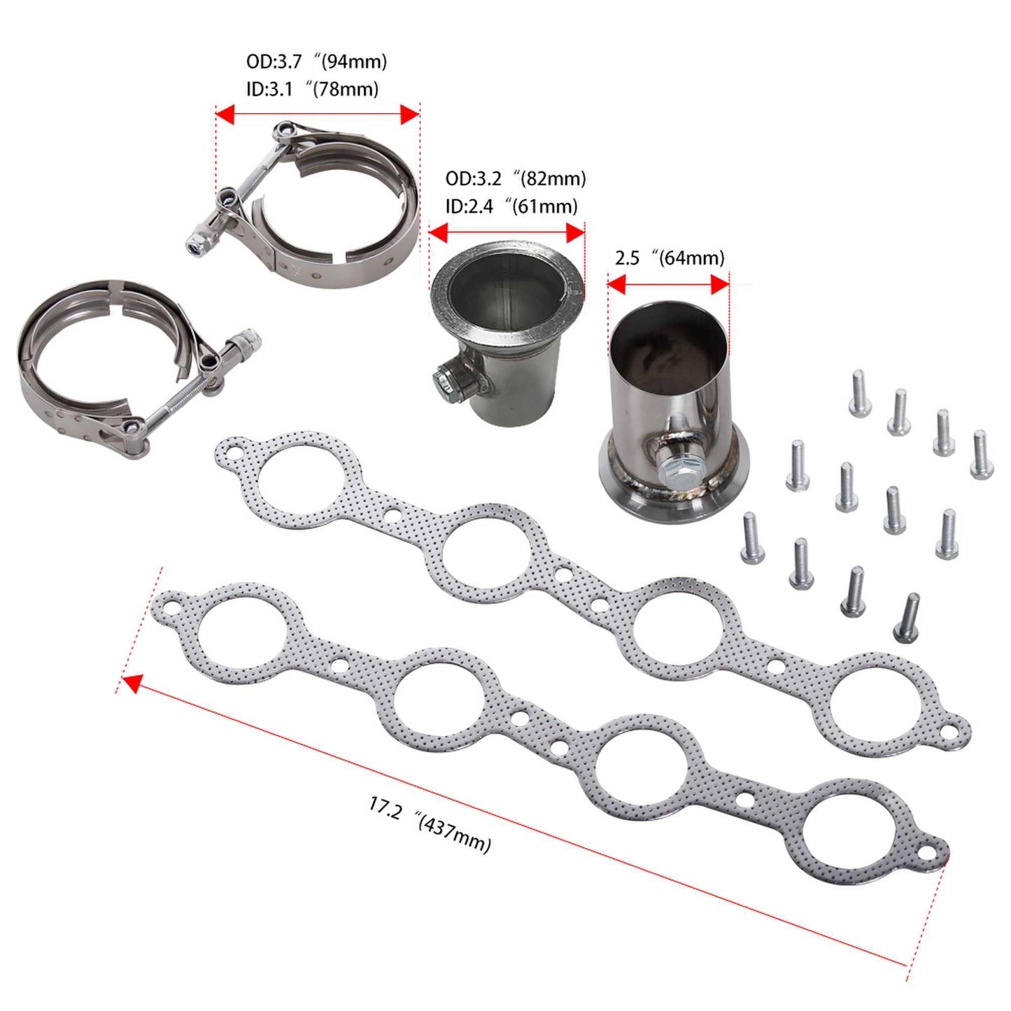 RASTP Exhaust Manifold Compatible Exhaust Conversion for Chevy GMC C10 1960-86 Trucks LS LS1 LS2 LS3 - RASTP