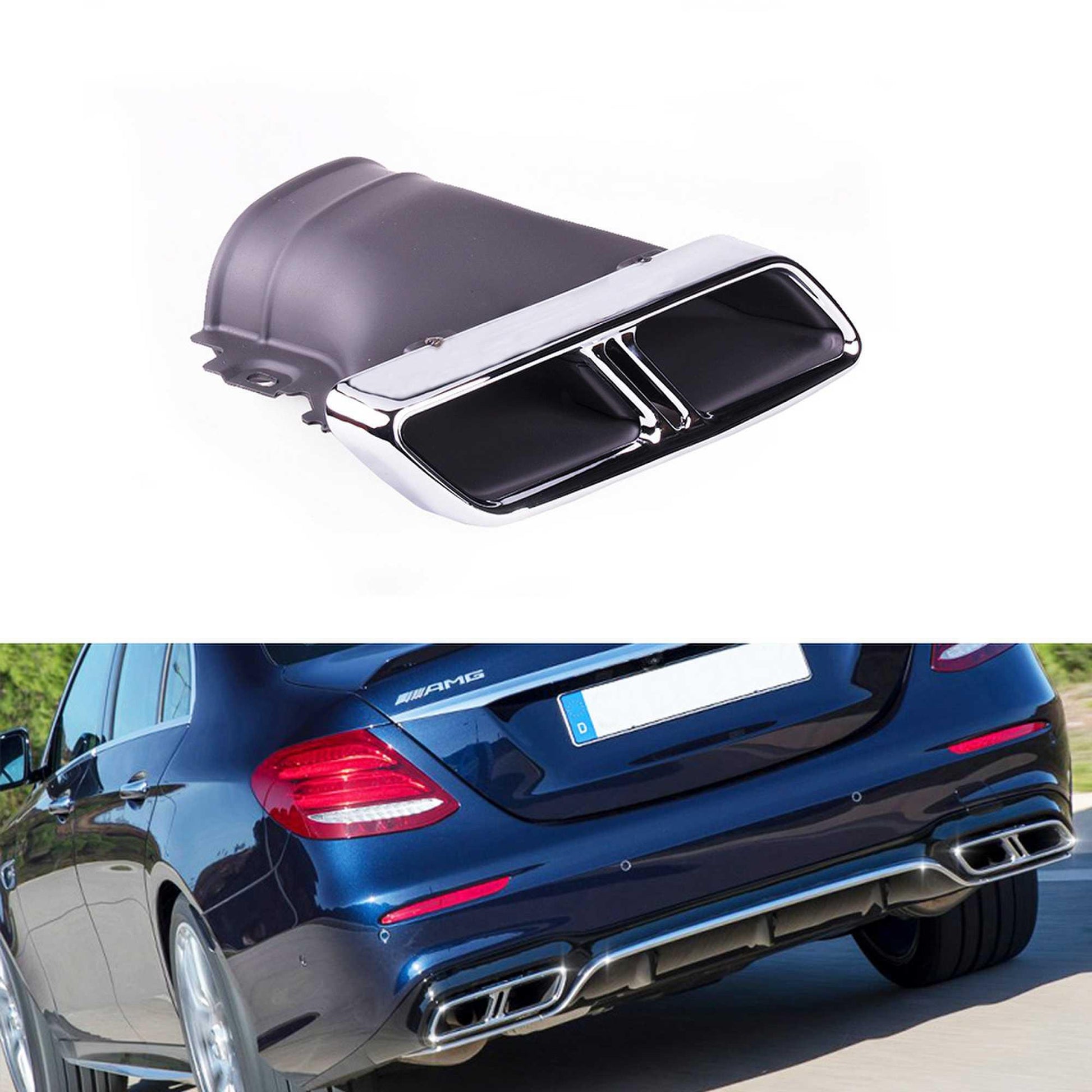 RASTP 1 Pair Stainless Steel Exhaust Pipe Muffler Tips Square Exhaust Tips for Benz E-Class W213 - RASTP