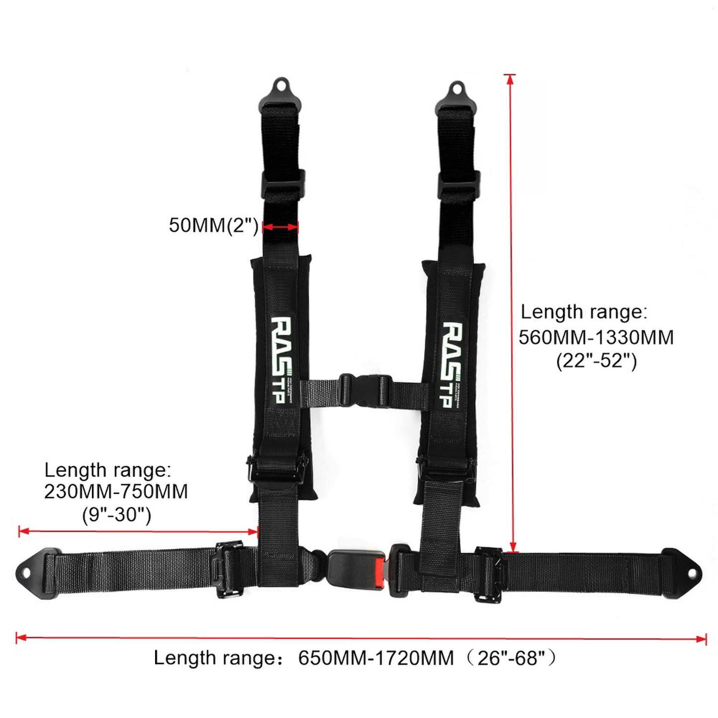 RASTP 4 Point Seat Belt Harness with 2 Inch Sponge Padding