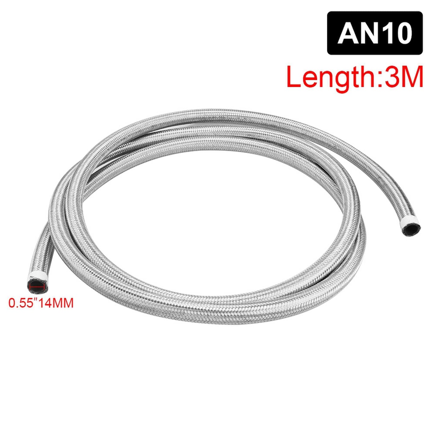 RASTP 3M AN4 - AN10 Oil Line Hose Stainless Steel Braided PTFE Brake Fuel Hose Pipe Oil Cooler Tubing - RASTP