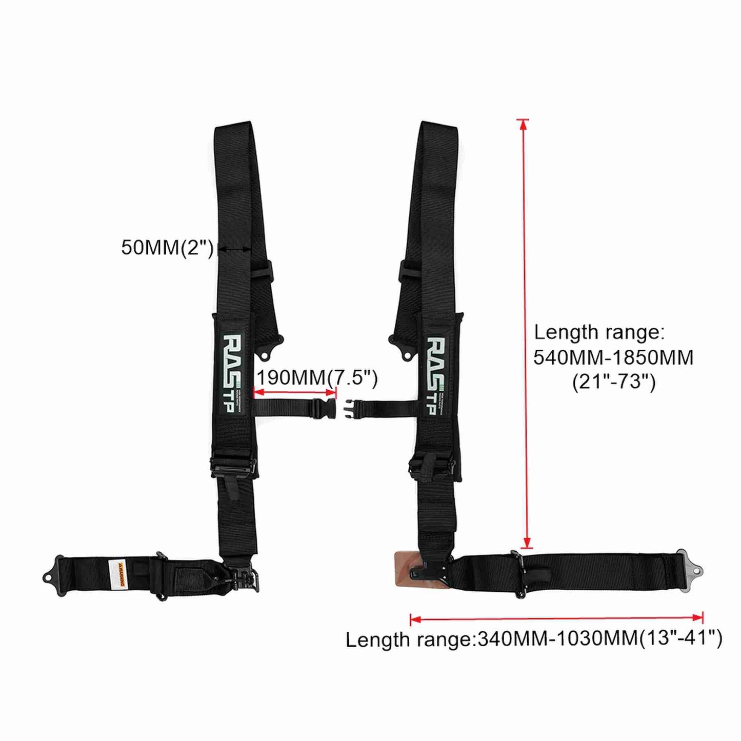 RASTP 4 Point Racing Harness 2 Inch Padding Advanced Buckle