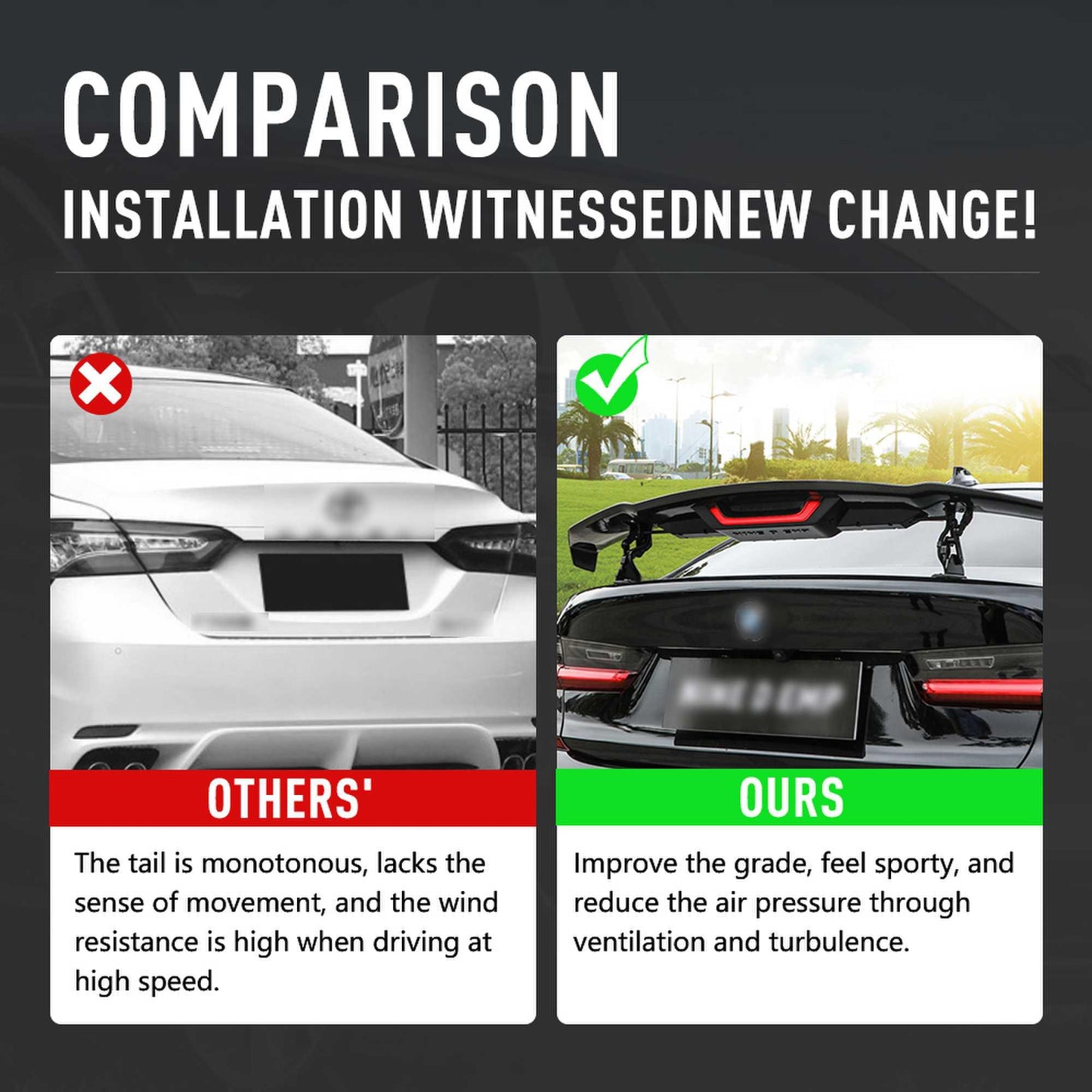 RASTP Universal Carbon Fiber Electric Lift Rear Spoiler Rear Trunk Spoiler - RASTP