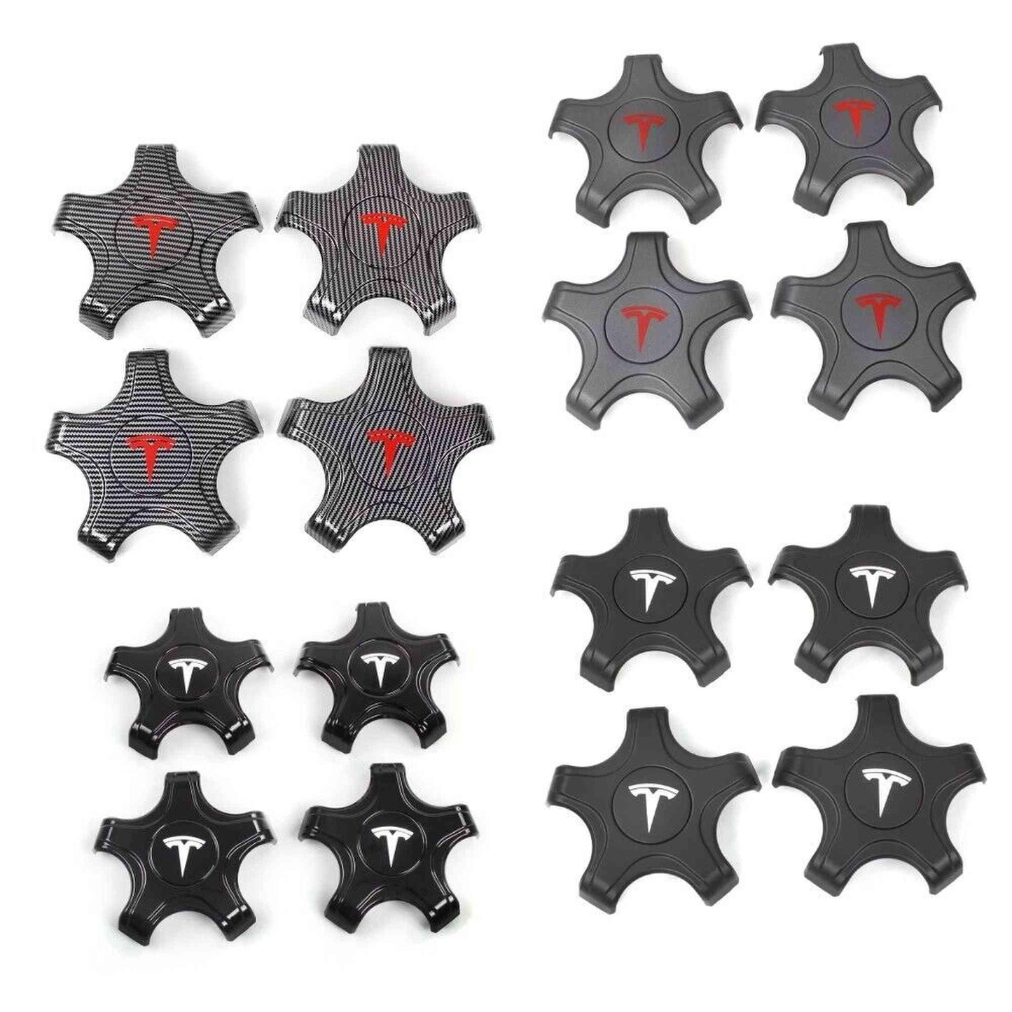 RASTP 4Pcs Carbon Fiber Tesla Model 3 Wheel Center Hub Caps - RASTP