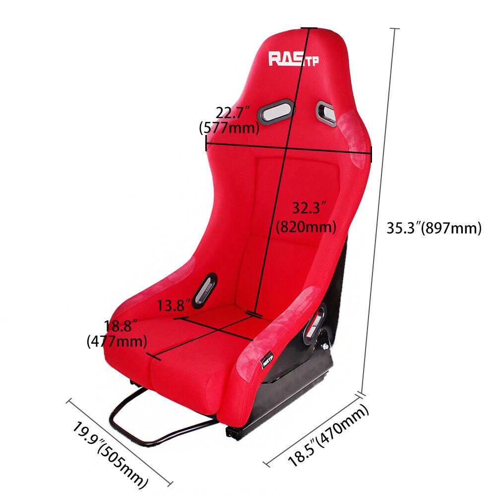 RASTP Large Universal Fiber Glass Bucket Rucket Racing Seat with Stainless Bracket Mount - RASTP
