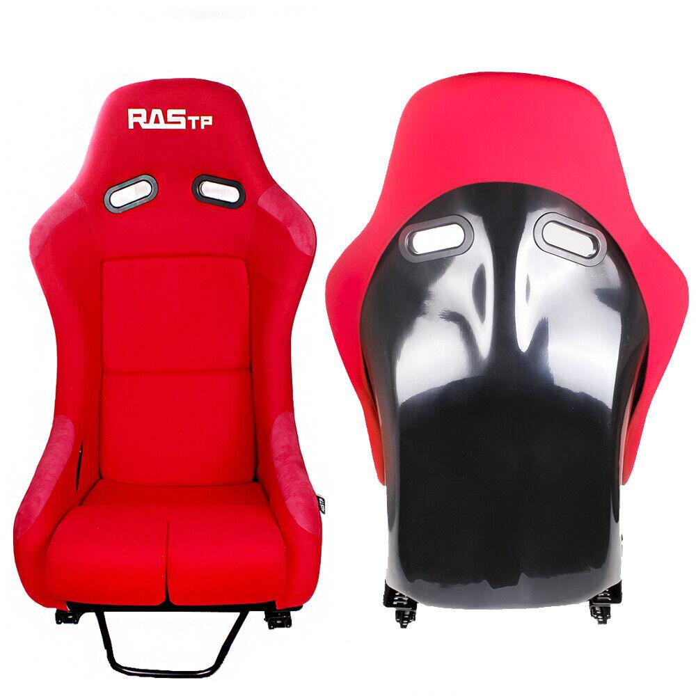 RASTP Large Universal Fiber Glass Bucket Rucket Racing Seat with Stainless Bracket Mount - RASTP