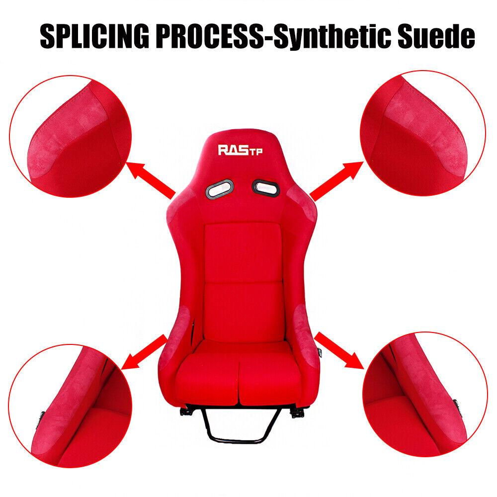 RASTP Large Universal Fiber Glass Bucket Rucket Racing Seat with Stainless Bracket Mount - RASTP