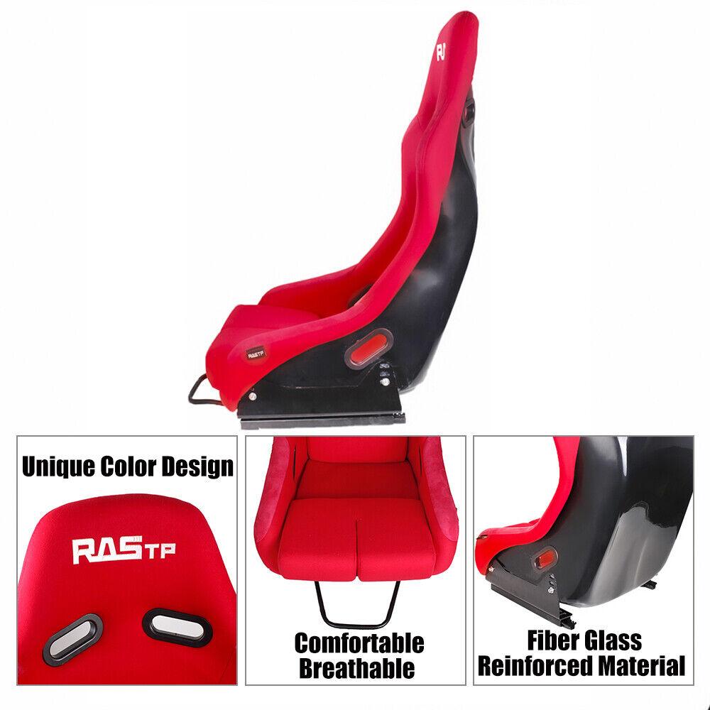 RASTP Large Universal Fiber Glass Bucket Rucket Racing Seat with Stainless Bracket Mount - RASTP