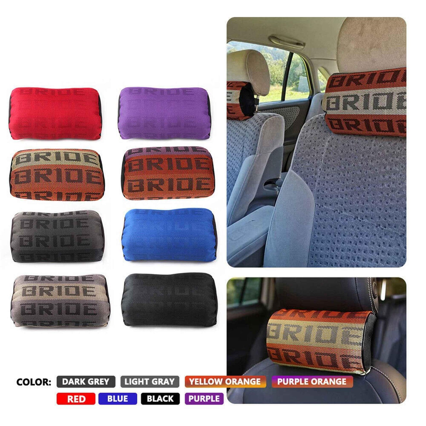 RASTP Universal 2Pcs Car Neck Pillow Fabric Headrest Pillow Support Neck Support - RASTP