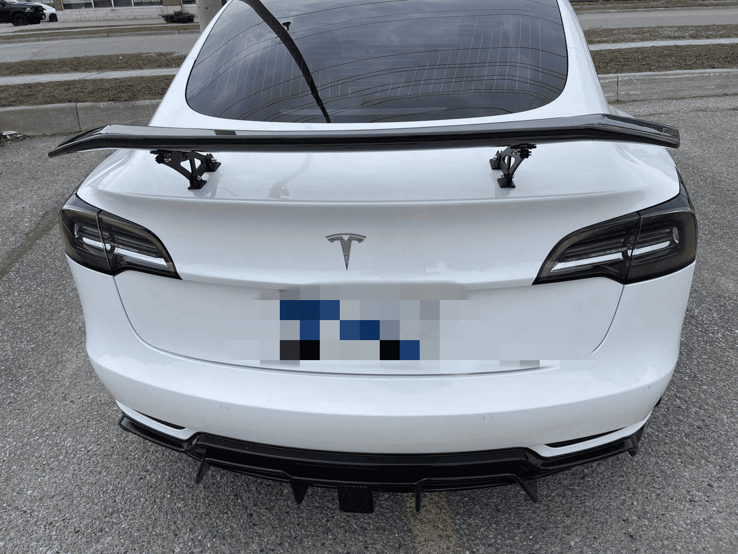 RASTP 53 Inch Sport Carbon Fiber Trunk Lid Spoiler & Tail Bracket for Honda & Tesla Model 3 - RASTP