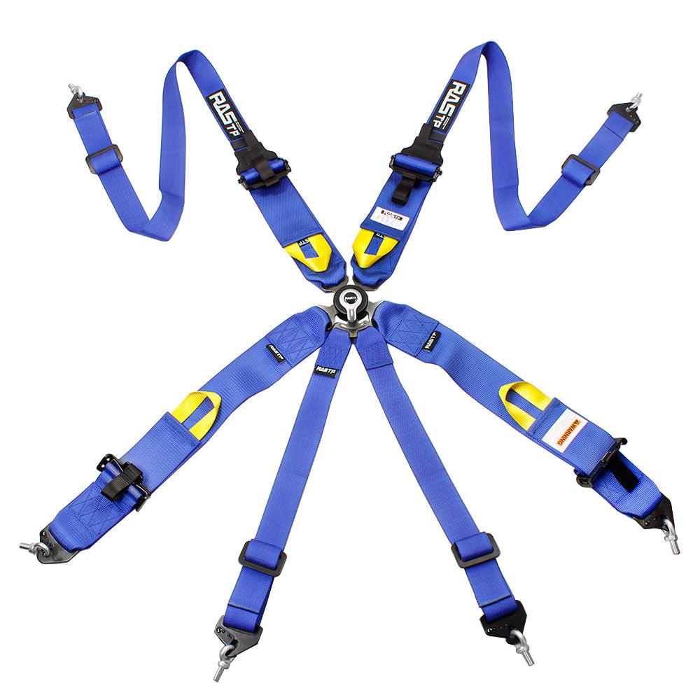 RASTP 6 Point Harness with Ultra Comfort Heavy Duty Shoulder Pads Auto Racing Polyester Fibre Harness Set - RASTP