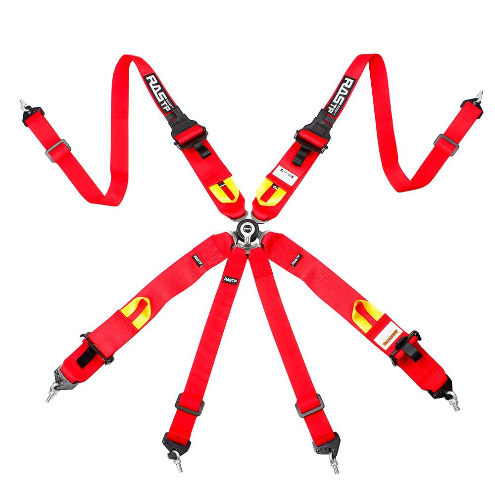 RASTP 6 Point Harness with Ultra Comfort Heavy Duty Shoulder Pads Auto Racing Polyester Fibre Harness Set - RASTP