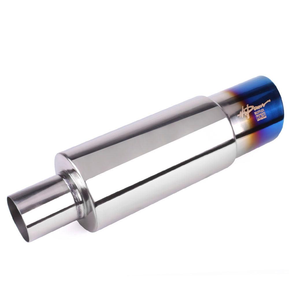 RASTP Universal Exhaust Muffler Stainless Steel Exhaust Tip 2 inch Inlet Burnt Exhaust Muffler - RASTP