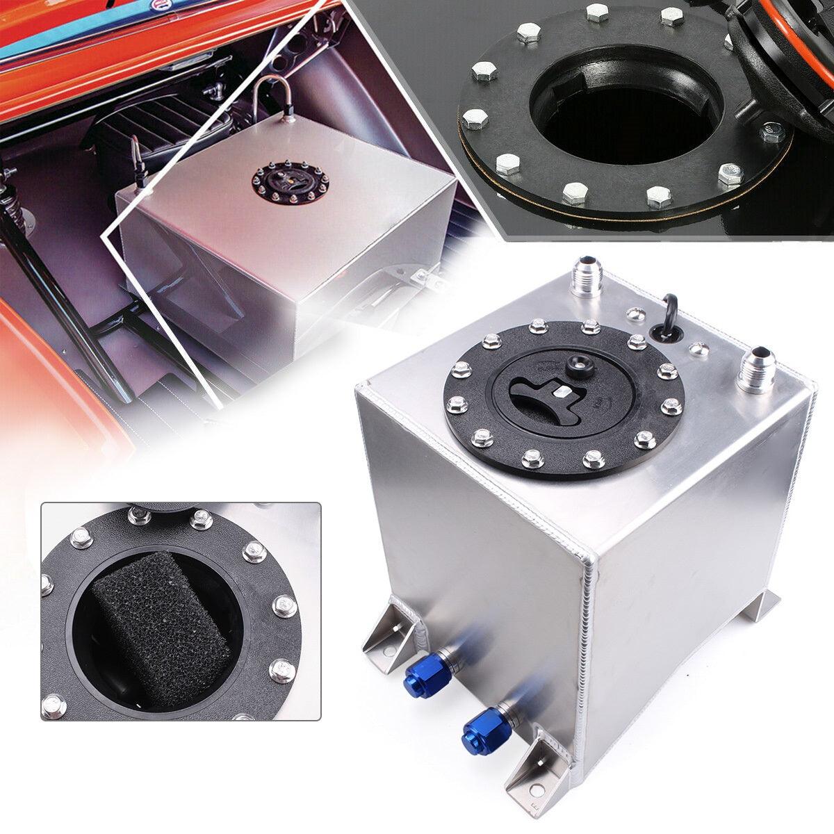 RASTP 2.5 Gallon/10L Performance Polished Aluminum Fuel Cell Tank with Level Sender - RASTP