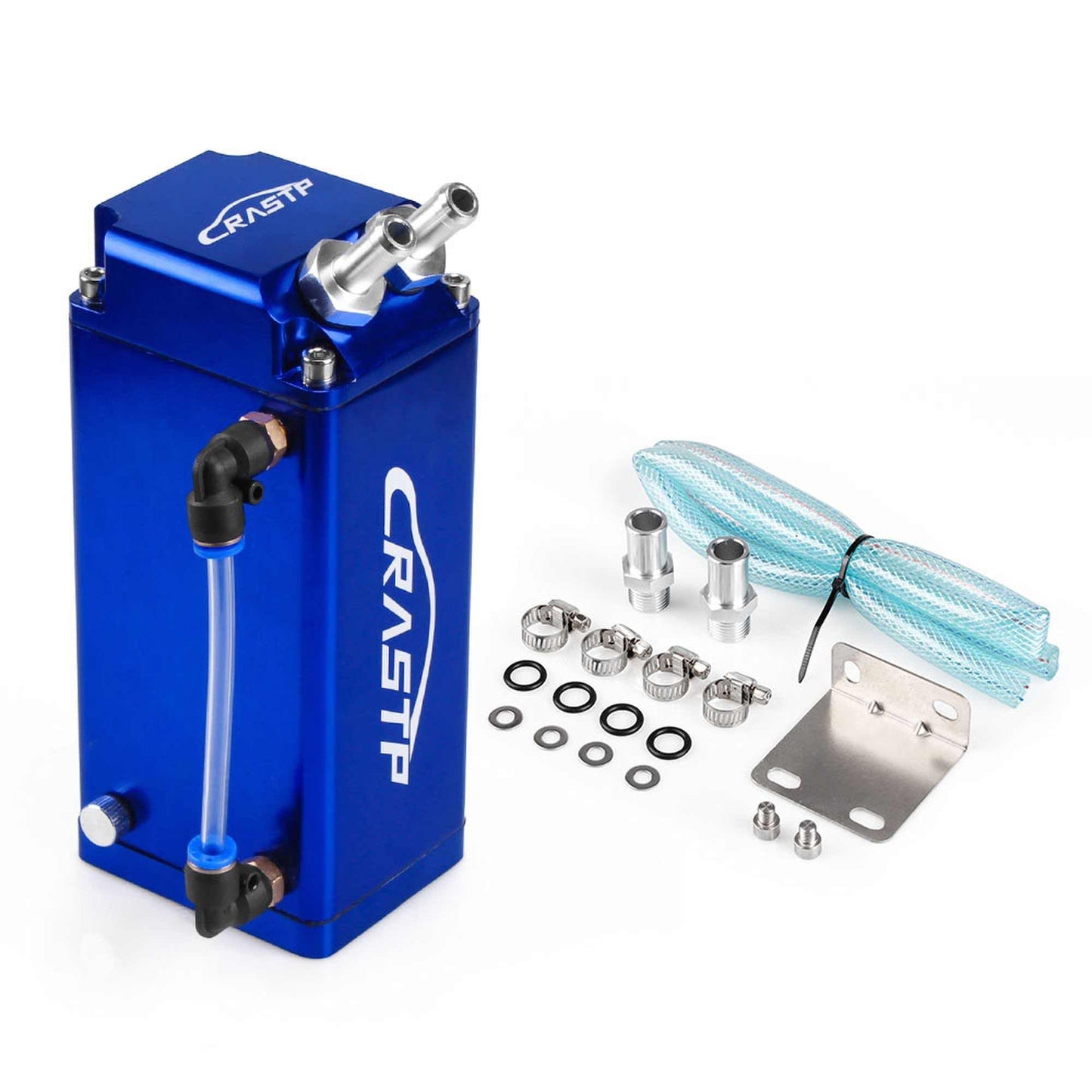 RASTP Universal Square Oil Catch Can Tank Collector Fuel Tank Reservoir Polished Oil Catch - RASTP