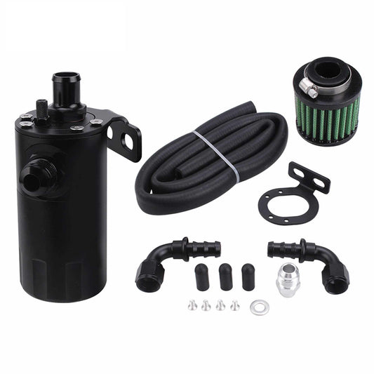 RASTP Universal 240ml Aluminum Baffled Car Oil Catch Can Tank Separator Reservoir Oil Catch Tank with Drain Valve Breather - RASTP
