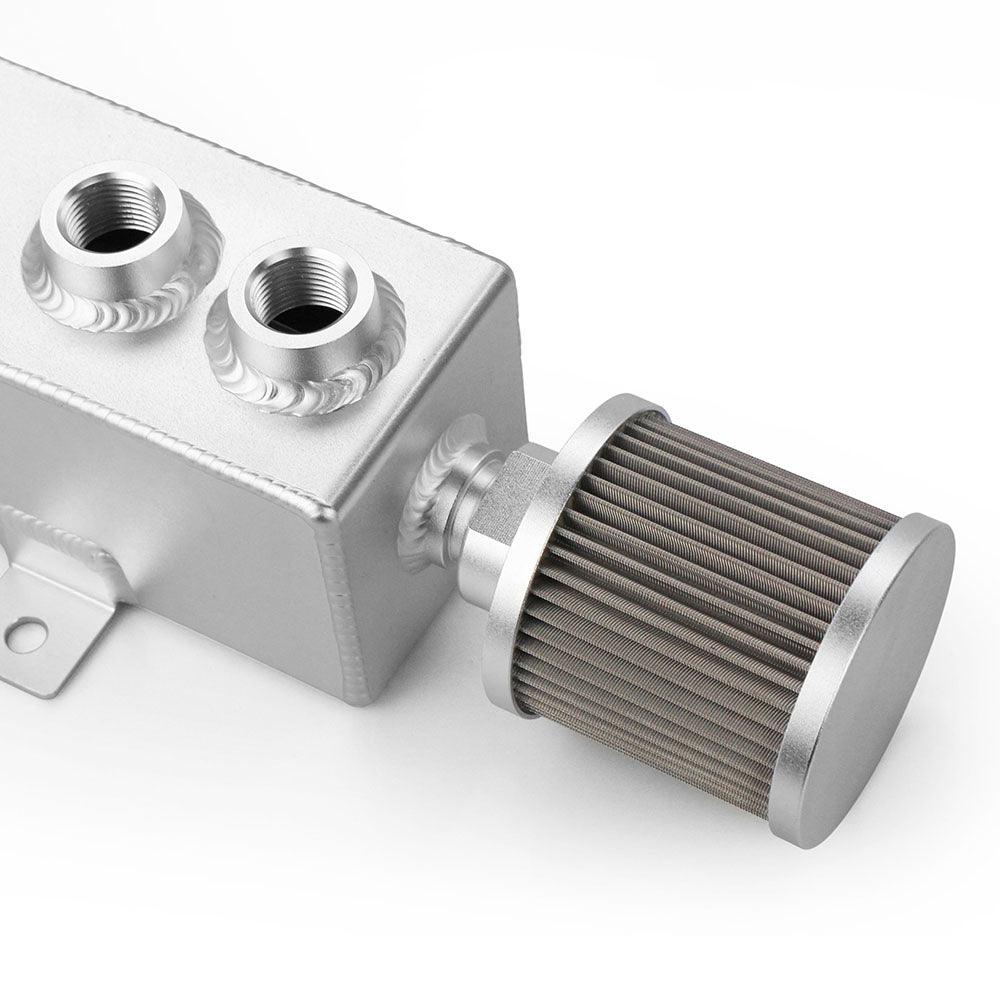 RASTP Universal Aluminum 1L Oil Catch Can Reservoir Tank / Oil Catch Tank with Breather Filter+Drain Tap - RASTP