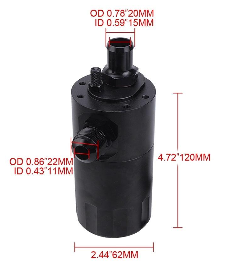 RASTP Universal 240ml Aluminum Baffled Car Oil Catch Can Tank Separator Reservoir Oil Catch Tank with Drain Valve Breather - RASTP