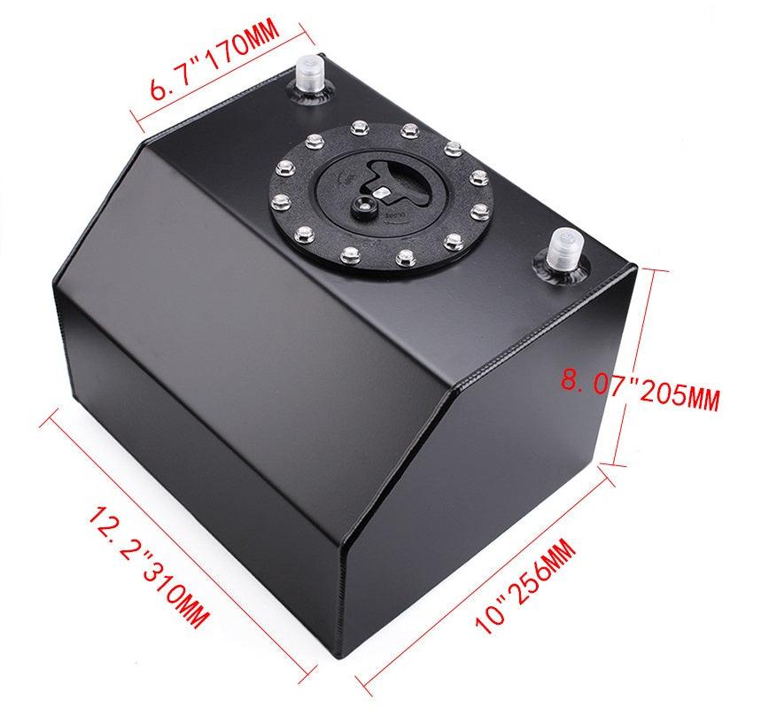 RASTP 16L/4 Gallon Lightweight Black Coated Aluminum Racing Fuel Tank - Bottom Feed - RASTP