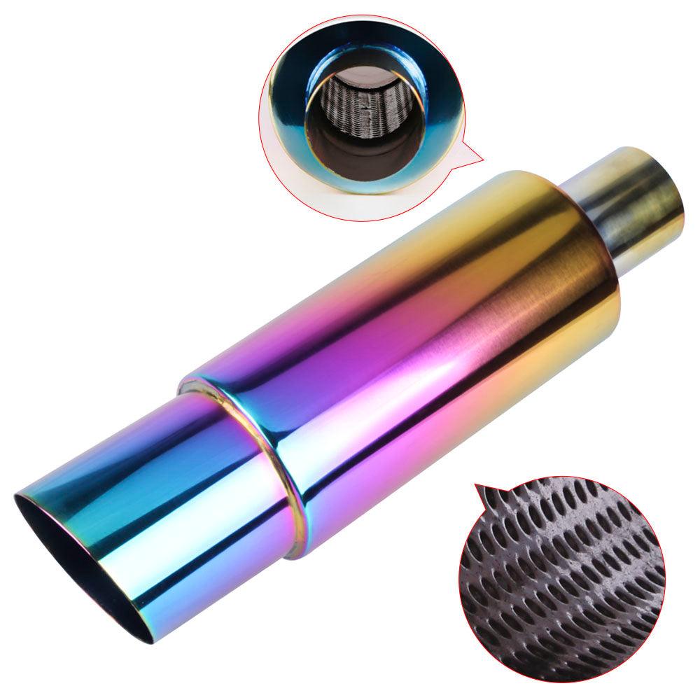 RASTP Universal Exhaust Muffler Stainless Steel Exhaust Tip 2 inch Inlet Burnt Exhaust Muffler - RASTP