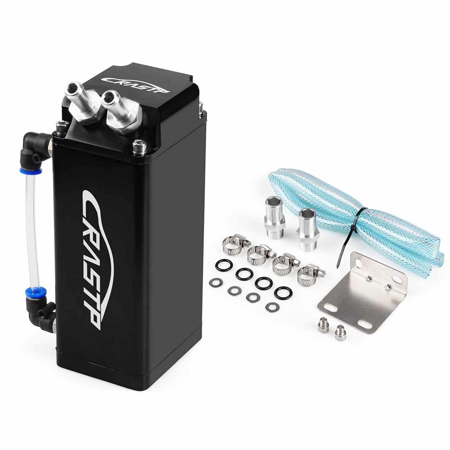 RASTP Universal Square Oil Catch Can Tank Collector Fuel Tank Reservoir Polished Oil Catch - RASTP
