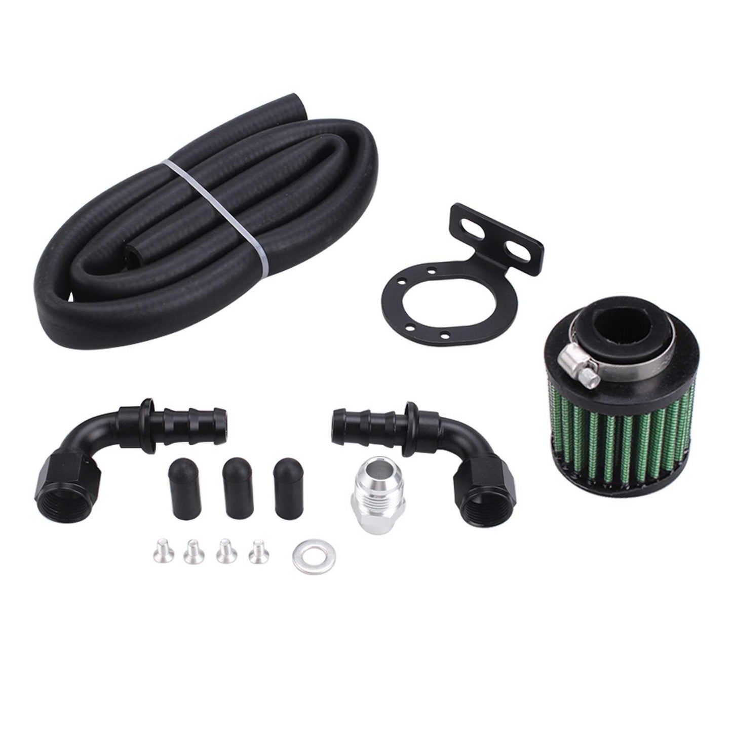 RASTP Universal 240ml Aluminum Baffled Car Oil Catch Can Tank Separator Reservoir Oil Catch Tank with Drain Valve Breather - RASTP