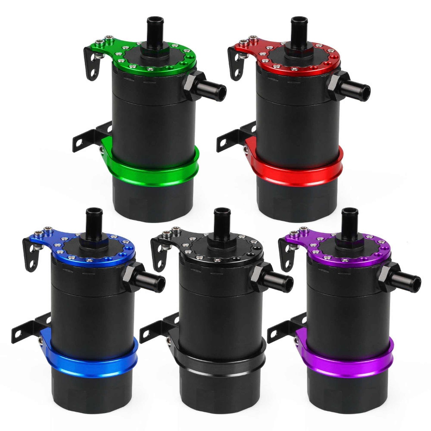 RASTP Round Oil Tank Baffled Aluminum Oil Catch Can Resevoir Tank Kit Car Racing - RASTP