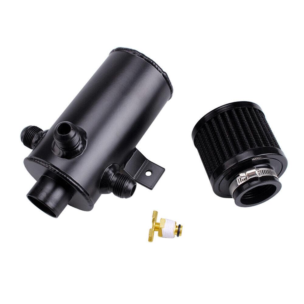 RASTP Universal AN10 Aluminium Car Baffled Engine Oil Catch Can 750ml with 3 Port Breather Filter Kit Fuel Tank - RASTP