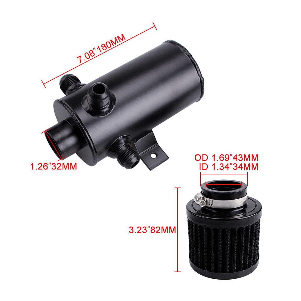 RASTP Universal AN10 Aluminium Car Baffled Engine Oil Catch Can 750ml with 3 Port Breather Filter Kit Fuel Tank - RASTP